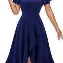 DRESSTELLS Women's Cocktail Dresses 2026, Formal Wedding Guest Prom Party Evening Graduation Hi Low Dress (Blue, XXL)