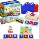 CVC Word Educational Toy Spelling Games, Preschool Toddler Learning Activities, Montessori Learning Toys Gifts for 3 4 5 6 Years Old Kids, 60 Sight Words Flash Cards Alphabet Puzzle for Toddlers