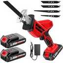 Cordless Reciprocating Saw, Electric Saw with Battery and Charger, 20V Battery Power Saws, 0-3500 SPM Variable Speed, Tool-Free Change, 4 PCS Blades for Wood PVC Metal Pipe Tree Cutting, 2 Batteries