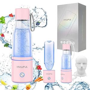HYLUFUL 5000PPB Hydrogen Water Bottle, 3 in 1 Generator With SPE/PEM Electrolysis Technology, Water Ionizer Machine for Home, Office - Pink