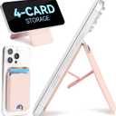 BOSTANTEN for MagSafe Wallet with Stand, Magnetic Wallet for iPhone 16/15/14/13/12 Pro Max Plus, Leather Minimalist Magnetic Phone Wallets Phone Card Holder Fit 4 Cards, Pink