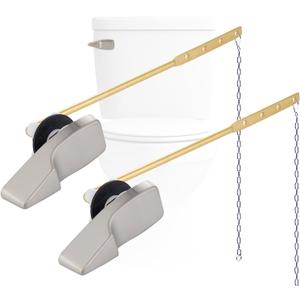 Hygie Rinse 2PACK Universal Metal Toilet Handle Replacement Kit Compatible with American Standard/Mansfield/Gerber Toilet, Front Mount Toilet Tank Flusher Lever with Flapper Chain, Brushed Nickel