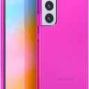 FELONY CASE - Samsung Galaxy S22 Neon Pink Clear Protective Case, TPU and Polycarbonate Shock-Absorbing Bright Cover - Crack Proof with a Gloss Finish