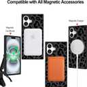Fiyart Designed for iPhone 16 Case Cute Cheetah Print Design Compatible with MagSafe Wireless Charging,Magnetic Leopard Phone Cover for Women Girls 6.1"-Black