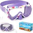 Kids Swim Goggles, Anti-Leak Snork Mask with Nose Cover & Elastic Fabric Strap, UV Protection Swimming Goggles for Kids Boys Girls