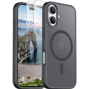 SPIDERCASE Designed for iPhone 17 Case, Magnetic Translucent with [2PCS Tempered Glass Screen Protector] [Military Grade Drop Protection] Anti-Fingerprint Phone Case for iPhone 17 6.3", Gray