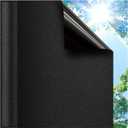 Coavas Blackout Window Privacy Film, Total 100% Light Blocking Window Tint for Home, Black Out Cover Room Darkening, Static Cling Removable Frosted Glass Door Coverings, 23.6 x 78.7 Inch, Blackout