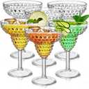 ZOOFOX 6 Pack Plastic Margarita Glasses, 11oz Stemmed Cocktail Glasses, Reusable Shatterproof Margarita Glasses, Unique Bar Glasses for Martini, Frozen Daiquiri, Tropical Summer Parties