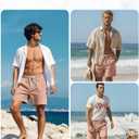 JEMLDL Men's Corduroy Shorts 5 Inch Inseam Drawstring Elastic Waist Lightweight Casual Summer Beach Shorts with Pocket (Pink, XL)