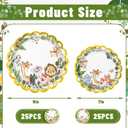 2 x 50Pcs Woodland Animal Paper Plate Forest Animals Disposable Plates 9 & 7 Inch Baby Shower Scalloped Dinner Dessert Plates for Birthday Supplies