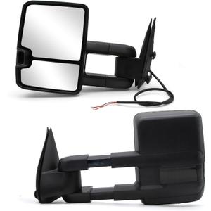 WLLW Towing Mirrors fit for 1999 2000 2001 2002 2003 2004 2005 2006 Chevy Silverado GMC Sierra 1500 2500 3500 Suburban Yukon XL Tahoe Pickup Truck Manual Adjust Manual Telescopic LH RH Black