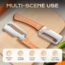 2 x Multifunctional Vegetable Peeler,Stainless Steel Blade Vegetable & Fruit Peeler, Ergonomic Wooden Handle Kitchen Tool for Potato Apple Carrot, Rustproof & Easy to Clean (2PCS)