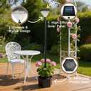 54" Solar Lamp Post with Planter, Outdoor Solar Post Lights - IP44 Waterproof, Diamond Lamp Head Design, White Lights Dusk to Dawn 6-8Hr, Easy Install for Lawn, Patio, Porch, Yard & Pathway Decor