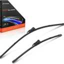 A-Premium 24" + 17" Windshield Wiper Blades with Wear Indicator & Towel | Compatible with Chevrolet Equinox 2010-2017 & GMC Terrain & BMW 328i, 328i xDrive, 335i, 335is, M3, TLP Connector, Pack of 2