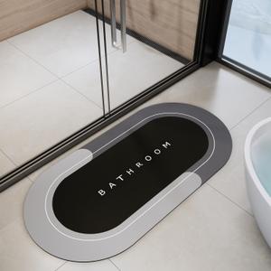 Bath Mats 24x48 Inch, Modernized Magic Mat Bathroom, Rubber Anti Slip Quick Drying Absorbent Bathroom Rug, Shower Room Rugs for in Front of Bathtub, Sink, Dark Gray