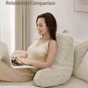 Blissful Diary Reading Pillow, Large Backrest Pillow with Shredded Memory Foam for Adult & Children, Designed for Bed and Couch Sitting Up, Includes Arms, Pockets and Washable Cover, Off White