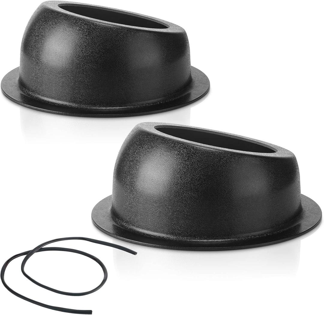 Amylove 2 Pcs Universal Angled Speaker Enclosures Boxes Pods Surface Mount with Rubber Strip for Install 6.5 Inch Speakers or Smaller Custom Mount Door Kick Panel Rear Deck (Black,Hole Cut)