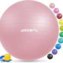 APEXUP Yoga & Pilates Ball - Anti Slip Heavy Duty Gym Ball for Fitness, Balance & Core Workout (L (23"~26") 65cm, Pink)