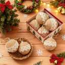 12 Pcs Boho Christmas Balls Ornament, 2.36 Inch Lace Burlap Farmhouse Jute Rope Hanging Balls, Burlap Neutral Rustic Decorations Balls for Home Xmas Tree Wreath Garland Wedding Home