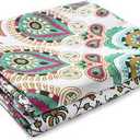 raajsee Mandala Tapestry Wall HANGINGS (White Brown Mandala, Queen 210 X 220 CMS)