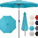 AckMizz 11ft Outdoor Patio Umbrella - Table Umbrella Waterprool UV Protection, Sombrillas de Patio with Push Button Tilt&Crank, Sun Umbrella for Pool, Porch, Garden, Deck, Backyard(Sky Blue)