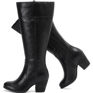 Luoika Women's Extra Wide Calf Knee High Boots, Wide Width Slouchy Knee-High Boots. (Black1201) 9.5 X Wide
