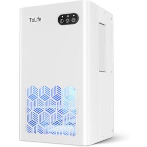 ToLife Dehumidifiers for Home 95 OZ Water Tank, 1000 sq.ft Dehumidifier for Basement Bedroom Bathroom with Auto Shut Off 7 Colors LED Light,White