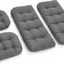 All Weather Outdoor Wicker Chair Cushions 4 Pieces Set, Waterproof & UV Protected Thickened Patio Furniture Replacement Wicker Chair Cushion, 2 Loveseat and 2 U-Shape Wickers Cushions, Grey