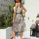 Womens Leopard Print Skirt Trendy Summer Midi Long Length Silk Satin High Waist Elastic Skirts M