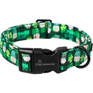 2 x ARING PET St Patrick's Day Dog Collar, Cute Green Clovers Shamrock Fairy Pet Collars with Quick Release Buckle for Puppy Small Medium Large Boy Girl Dogs-S