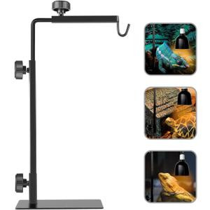 Reptile Lamp Stand, Adjustable 16-31 Inch Domes Heat Lamp Metal Bracket Floor Light Holder for Reptile Terrarium Lighting Heating Light and Dome lampshade, Large