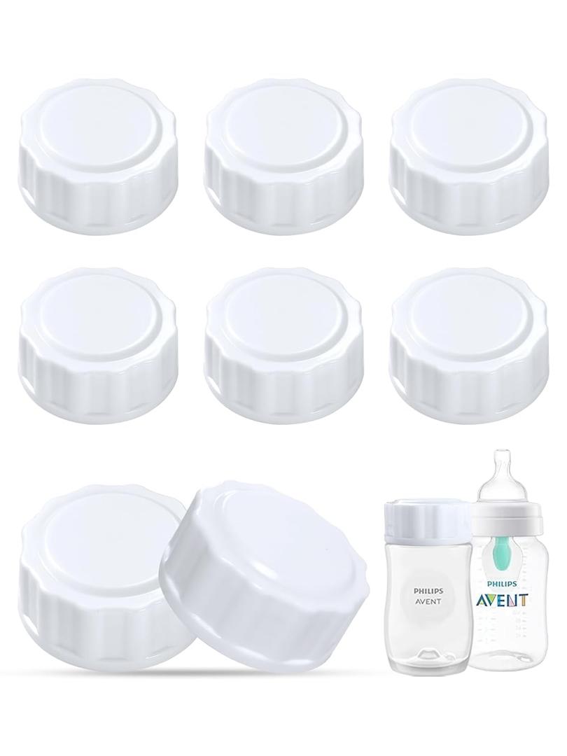 Travel and Storage Bottle Caps Compatible with Avent Baby Bottles, Bottle Lids Replacement, 8 Count (White)
