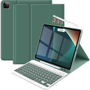 TaIYanG Keyboard Case for iPad Air 13-inch M3/M2/Pro 12.9 (6th & 5th Generation), Detachable Bluetooth Keyboard Case with Pencil Holder,Auto Sleep/Wake for iPad Air 13"(2025&2024)/Pro 12.9,Dark Green
