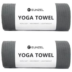 Eunzel 2 Pack Hot Yoga Towel, Non-Slip Yoga Mat Towel with Grip Dots Stickyfiber Sweat Absorbent Towel for Hot Yoga, Pilates and Workout 72" x 24", Dark Grey