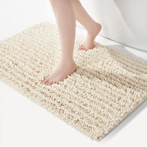 FLOLEOPA Soft Plush Microfiber Bathroom Rugs, Absorbent Bath Rugs Non Skid Machine Wash Dry Bath Mats for Tub,Shower and Bath Room Floor Mats (24x39inches, Cream)