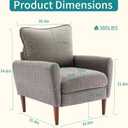 OLIXIS Comfy Accent Chair for Living Room Bedroom and Waiting Room, Upholstered Mid-Century Reading Chair with Pillow and Solid Wood Legs, Wide Singe Modern Lounge Sofa (Gray)
