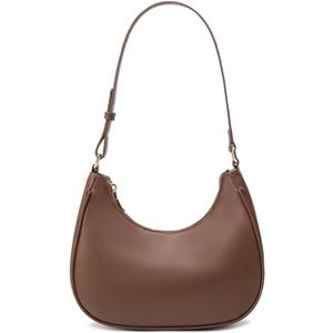 Crescent Shoulder Bags for Women Cute Hobo Tote Handbag Under the Arm Purses Mini Clutch Purse with Zipper Closure (Coffee)