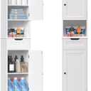 Gizoon 67" H Tall Bathroom Cabinet, Storage Cabinet with 2 Doors & Drawer, Narrow Linen Tower Freestanding Adjustable Shelves for Home, Kitchen, Versatile, Anti-Tipping, White