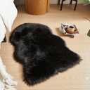 AMTOVO Faux Fur Rug, Black Small Area Rug, Fluffy Sheepskin Rug, Fuzzy Ultra Soft 2 x 3 ft Shag Rugs for Bedroom Sofa Throw Cushion Room Decor, Sheepskin