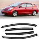 Window Visor for Toyota Prius 2004-2009, Out-Channel Rain Guards Shields Vent Deflector Shade Wind Dark Smoke 2005 2006 2007 2008, Tape-On Outside-Mount, 4PCS