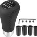 X AUTOHAUX Black Universal 6 Speed Auto Car Gear Lever Shifter Manual Stick Shift Knob PU Leather Black Stitches