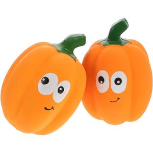 POPETPOP 2 Pcs Pumpkin Squeaky Latex Dog Toys 4.7 Inch Realistic Voice Toy Pumpkins for Puppy Teething and Interactive Pet Play