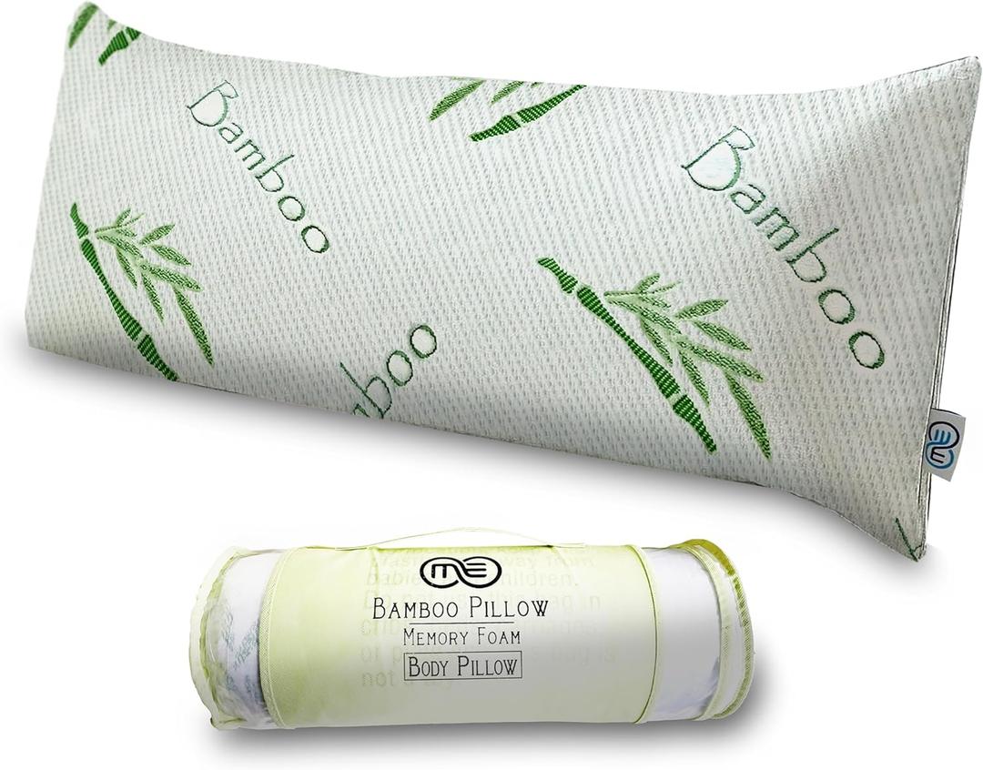 OMEO Full Rayon Bamboo Fiber Pillow Memory Foam Body Pillow for Side Sleeper, Huggable Long Body Pillow for Adults with Washable Pillowcase with Zipper, 20x54 Inch