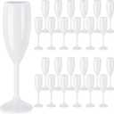 Maxcheck 24 Pcs Champagne Flutes Bulk Acrylic Toasting Drinking Flute Unbreakable Goblet Champagne Cups 6 oz Plastic Wine Glasses for Mother's Day Wedding Bridal Shower Anniversary Party (White)