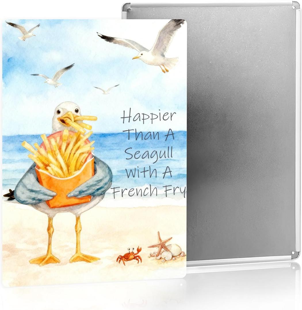Beach Room Decor Coastal Home Decor Funny Seagull Pictures Beach Themed Gifts Cute Metal Sign For Bedroom Livingroom Cafe Club 8x12 Inches Tin Sign