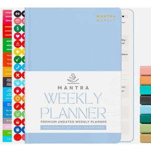 2024-2025 Daily & Weekly Planner - 8.5x11 A4 Size - Mantra 5" x 8", Blue