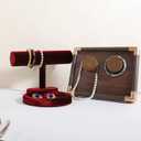 Bracelet T Bar Display for Selling, Wahtch Stand Jewelry Display, Velvet Bangle Holder Organizer【Red】