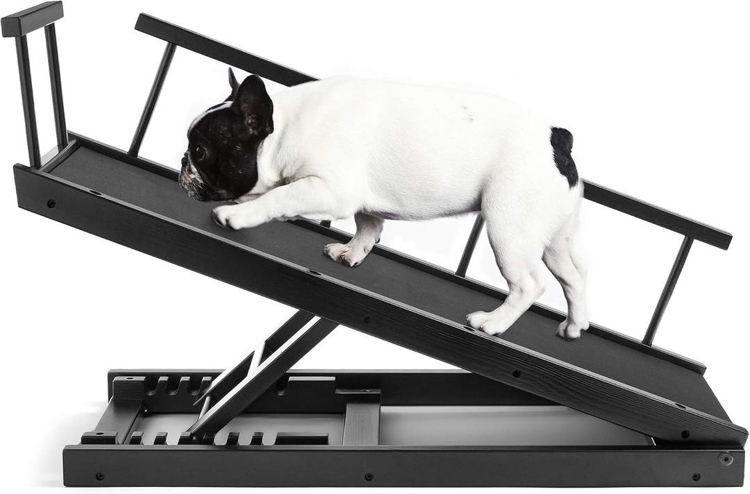 Dog Ramp for Bed - Pet Ramp for Small/Large Dogs, Paw Ramp for Dogs and Cats, Adjustable Height from 10 to 20 Inches - Sturdy, with Side Rails for Additional Safety