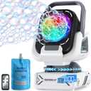 Bubble Machine,20000+ Per Minute Bubble Maker for Parties,Outdoor Toys for Kids,Rechargeable/with Remote Control / 7 Color RGB Lights,Wedding Birthday Party, Bubble Blower for Boys & Girls (White)
