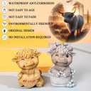 2 Pack Highland Cow Brown DecorScottish Highland Cow Decor Resin Sculpture, Highland Cow Figurine Gifts Decorations Home Farmhouse Tiered Tray Decor Home Kitchen Desk Decor Decor(Brown,Holding Flower